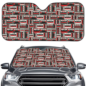 Retro Cassette Tape Pattern Print Car Windshield Sun Shade