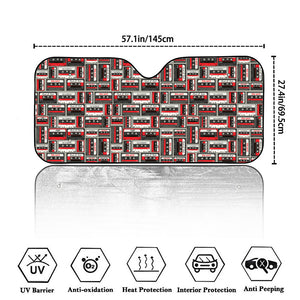 Retro Cassette Tape Pattern Print Car Windshield Sun Shade