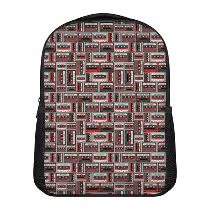 Retro Cassette Tape Pattern Print Casual Backpack