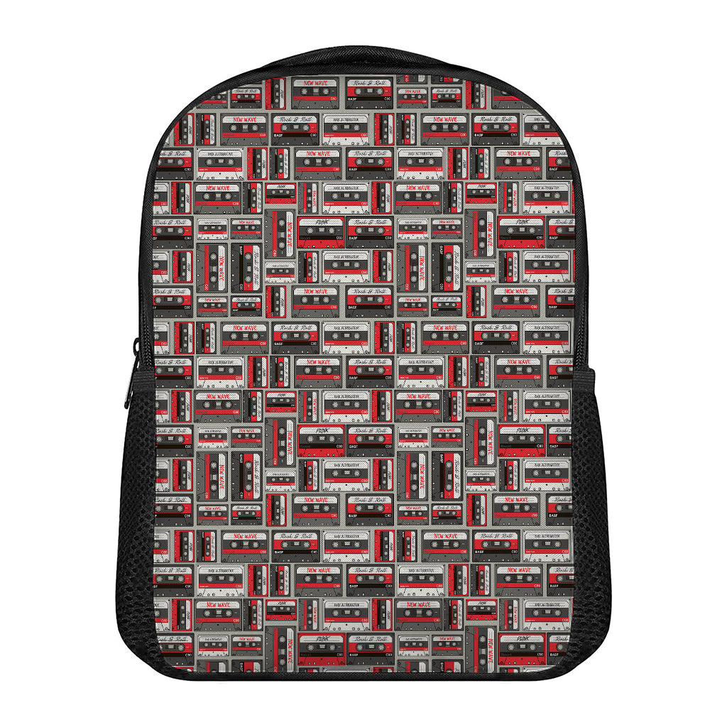 Retro Cassette Tape Pattern Print Casual Backpack