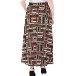 Retro Cassette Tape Pattern Print Chiffon Maxi Skirt