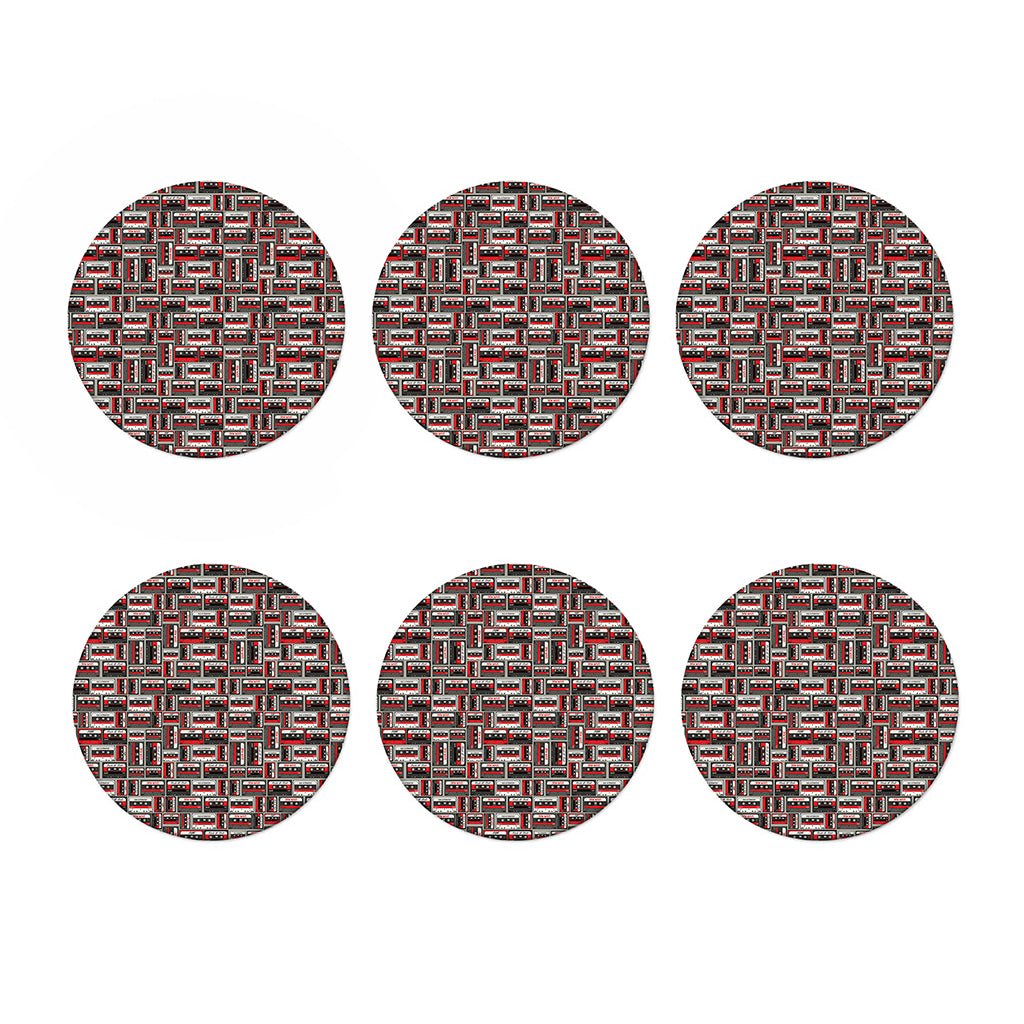 Retro Cassette Tape Pattern Print Coaster Set