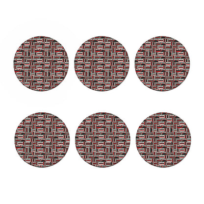 Retro Cassette Tape Pattern Print Coaster Set