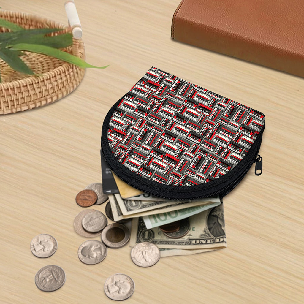 Retro Cassette Tape Pattern Print Coin Purse