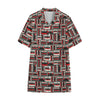 Retro Cassette Tape Pattern Print Cotton Hawaiian Shirt