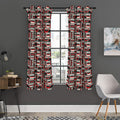 Retro Cassette Tape Pattern Print Grommet Curtain Panels