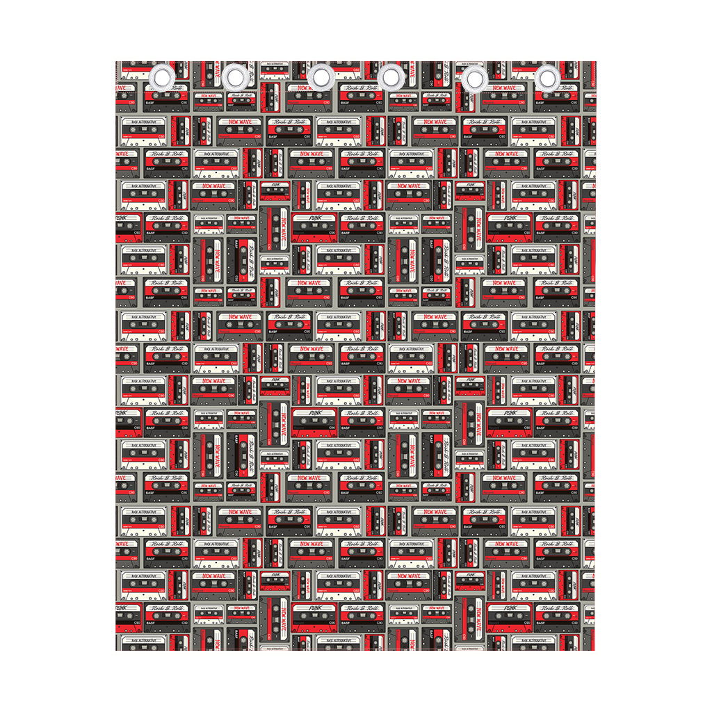 Retro Cassette Tape Pattern Print Curtain