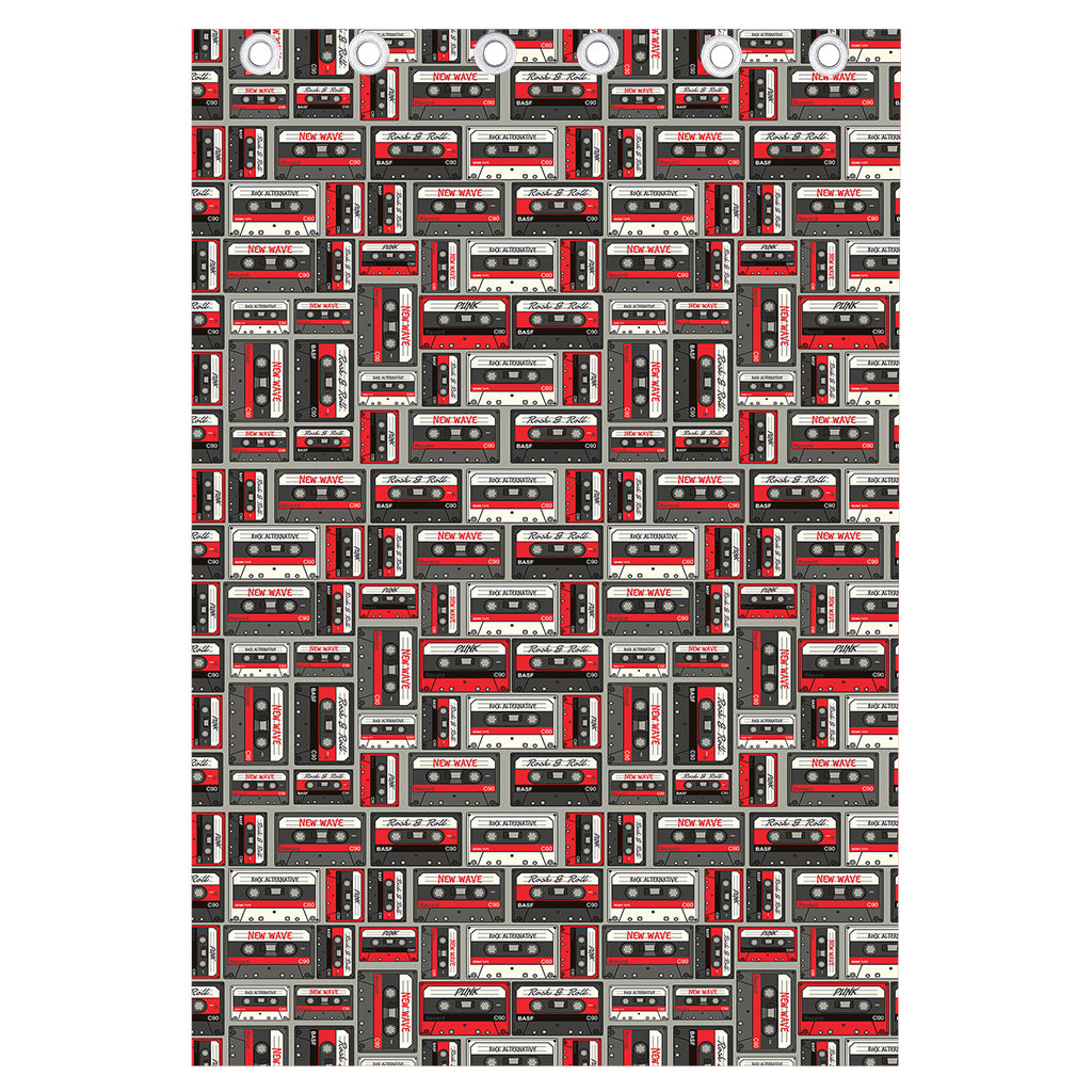 Retro Cassette Tape Pattern Print Curtain