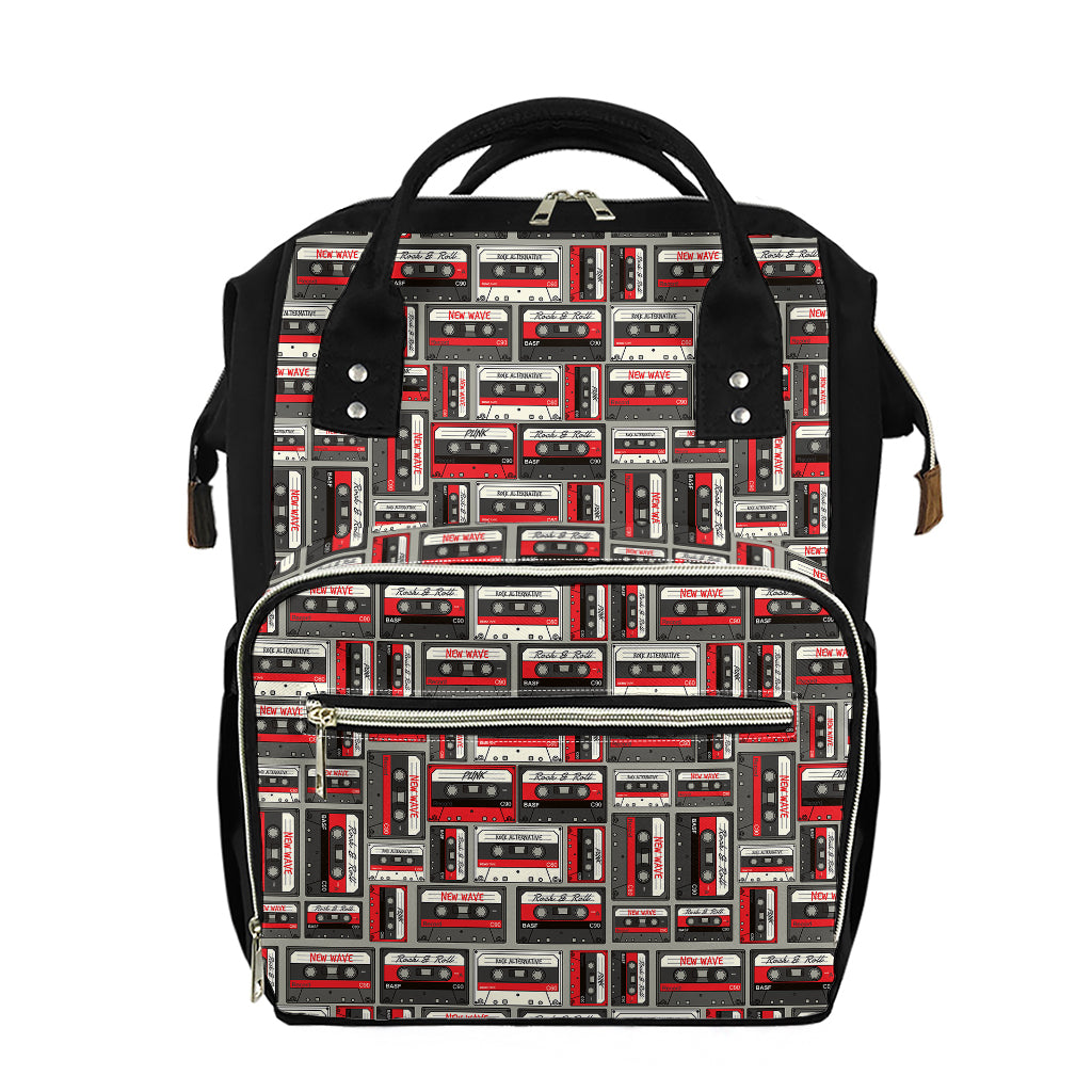 Retro Cassette Tape Pattern Print Diaper Bag