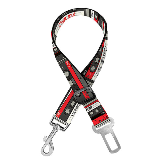 Retro Cassette Tape Pattern Print Dog Seat Belt