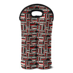 Retro Cassette Tape Pattern Print Double Neoprene Wine Tote
