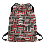 Retro Cassette Tape Pattern Print Drawstring Backpack