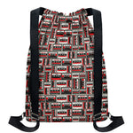 Retro Cassette Tape Pattern Print Drawstring Backpack