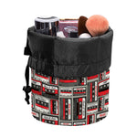 Retro Cassette Tape Pattern Print Drawstring Makeup Bag