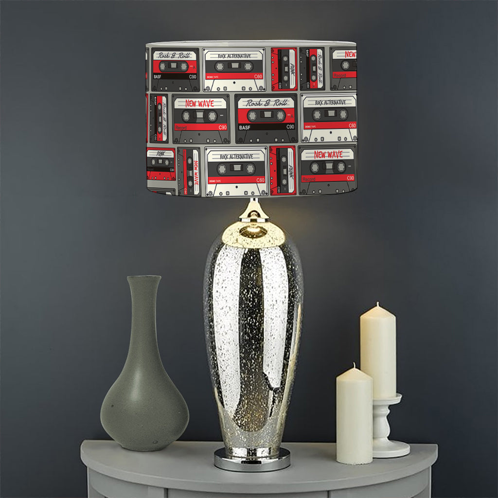 Retro Cassette Tape Pattern Print Drum Lamp Shade