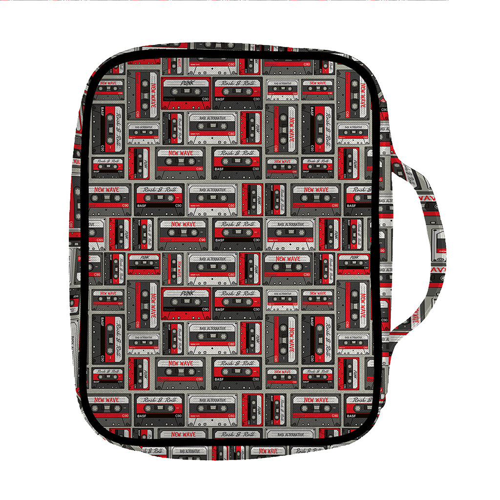 Retro Cassette Tape Pattern Print Front Pocket Bible Bag