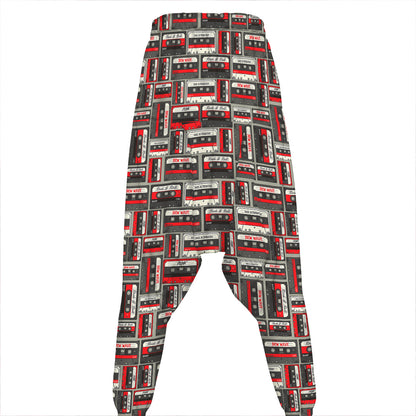 Retro Cassette Tape Pattern Print Hammer Pants