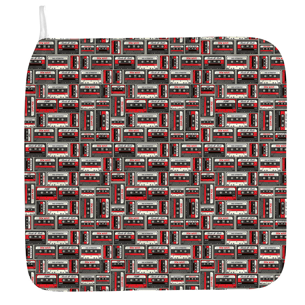 Retro Cassette Tape Pattern Print Hand Towel