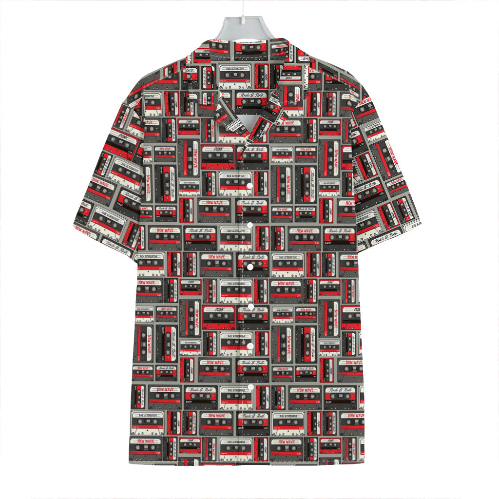 Retro Cassette Tape Pattern Print Hawaiian Shirt