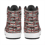 Retro Cassette Tape Pattern Print High Top Leather Sneakers