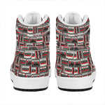 Retro Cassette Tape Pattern Print High Top Leather Sneakers