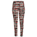 Retro Cassette Tape Pattern Print High-Waisted Pocket Leggings