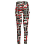 Retro Cassette Tape Pattern Print High-Waisted Pocket Leggings