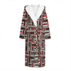 Retro Cassette Tape Pattern Print Hooded Bathrobe