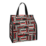 Retro Cassette Tape Pattern Print Insulated Lunch Tote