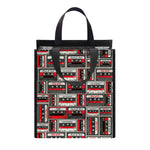 Retro Cassette Tape Pattern Print Insulated Lunch Tote