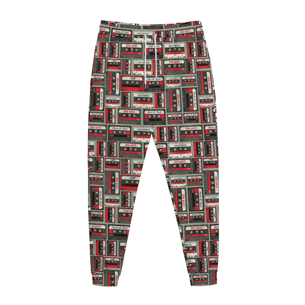Retro Cassette Tape Pattern Print Jogger Pants
