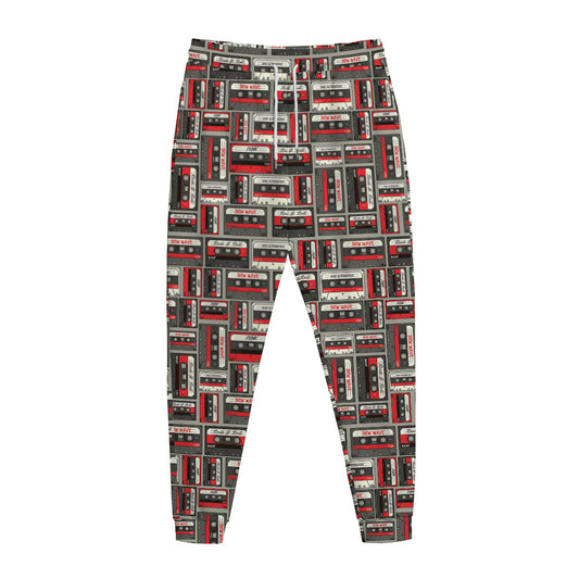 Retro Cassette Tape Pattern Print Jogger Pants