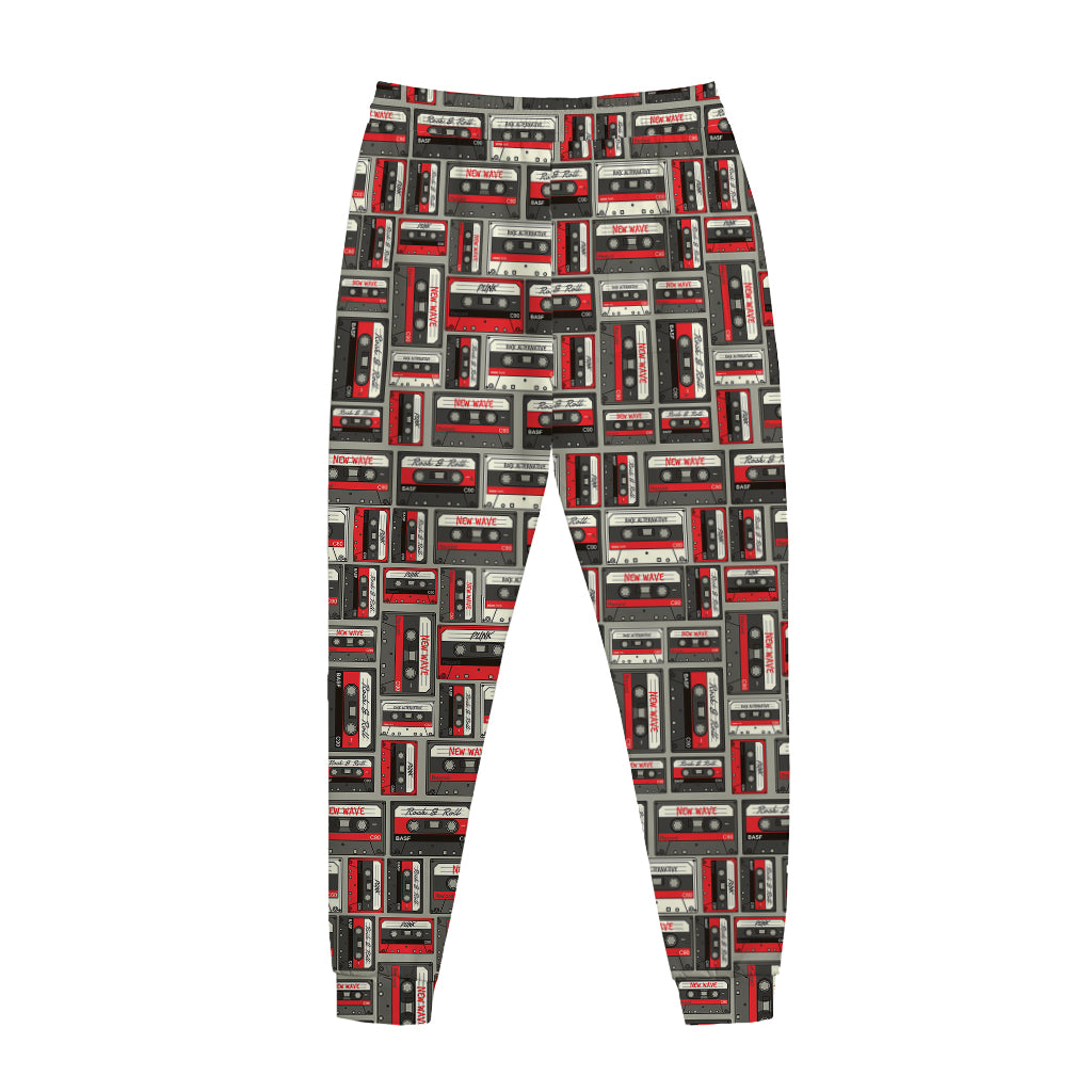 Retro Cassette Tape Pattern Print Jogger Pants