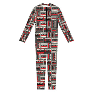 Retro Cassette Tape Pattern Print Jumpsuit