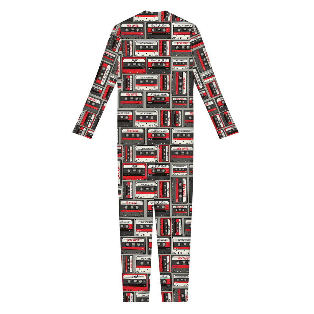 Retro Cassette Tape Pattern Print Jumpsuit