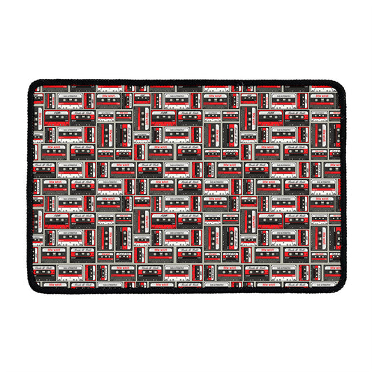Retro Cassette Tape Pattern Print Kitchen Mat