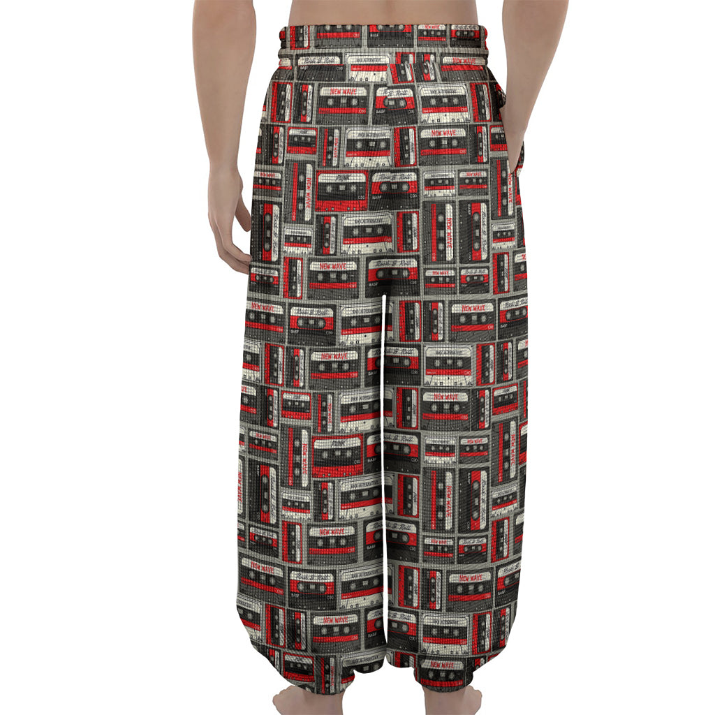 Retro Cassette Tape Pattern Print Lantern Pants