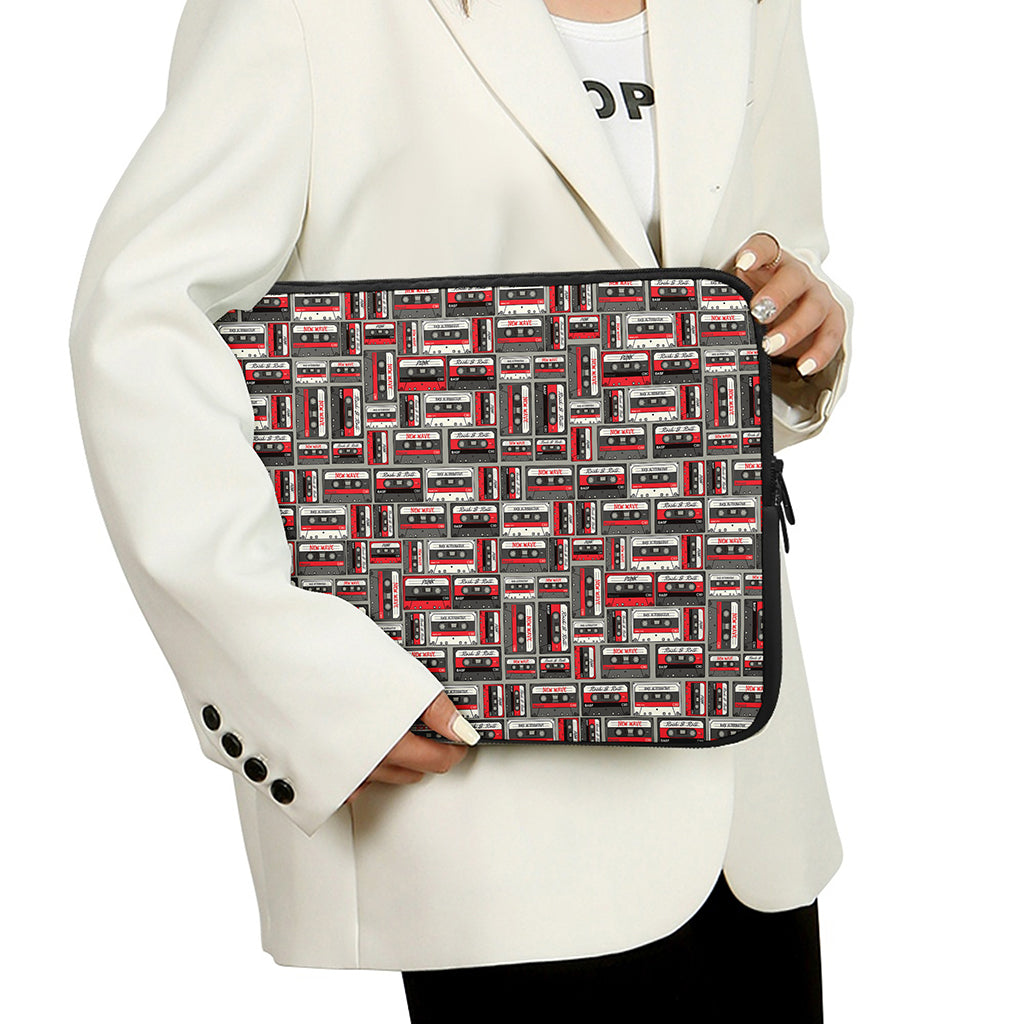 Retro Cassette Tape Pattern Print Laptop Sleeve