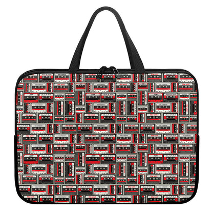 Retro Cassette Tape Pattern Print Laptop Sleeve With Handle