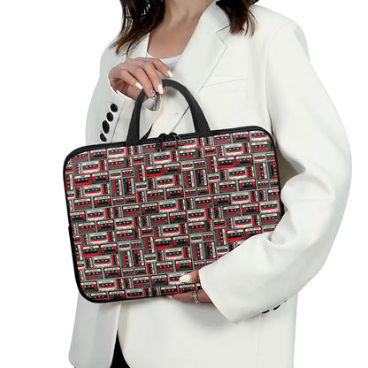 Retro Cassette Tape Pattern Print Laptop Sleeve With Handle