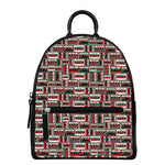 Retro Cassette Tape Pattern Print Leather Backpack