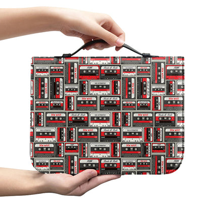 Retro Cassette Tape Pattern Print Leather Bible Cover