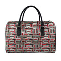 Retro Cassette Tape Pattern Print Leather Duffel Bag