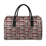 Retro Cassette Tape Pattern Print Leather Duffle Bag