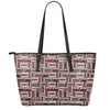 Retro Cassette Tape Pattern Print Leather Tote Bag