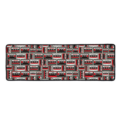 Retro Cassette Tape Pattern Print Long Kitchen Mat