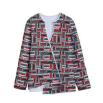 Retro Cassette Tape Pattern Print Long Sleeve Short Coat