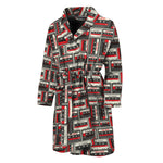 Retro Cassette Tape Pattern Print Men's Bathrobe