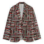 Retro Cassette Tape Pattern Print Men's Blazer