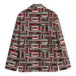 Retro Cassette Tape Pattern Print Men's Blazer